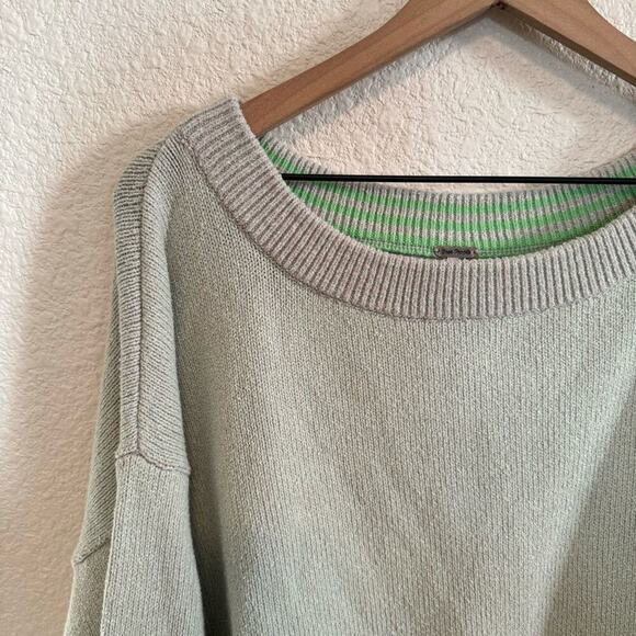 Free People Women's Large Street Fair Tunic Sweater in Lime Green Combo - Picture 4 of 13